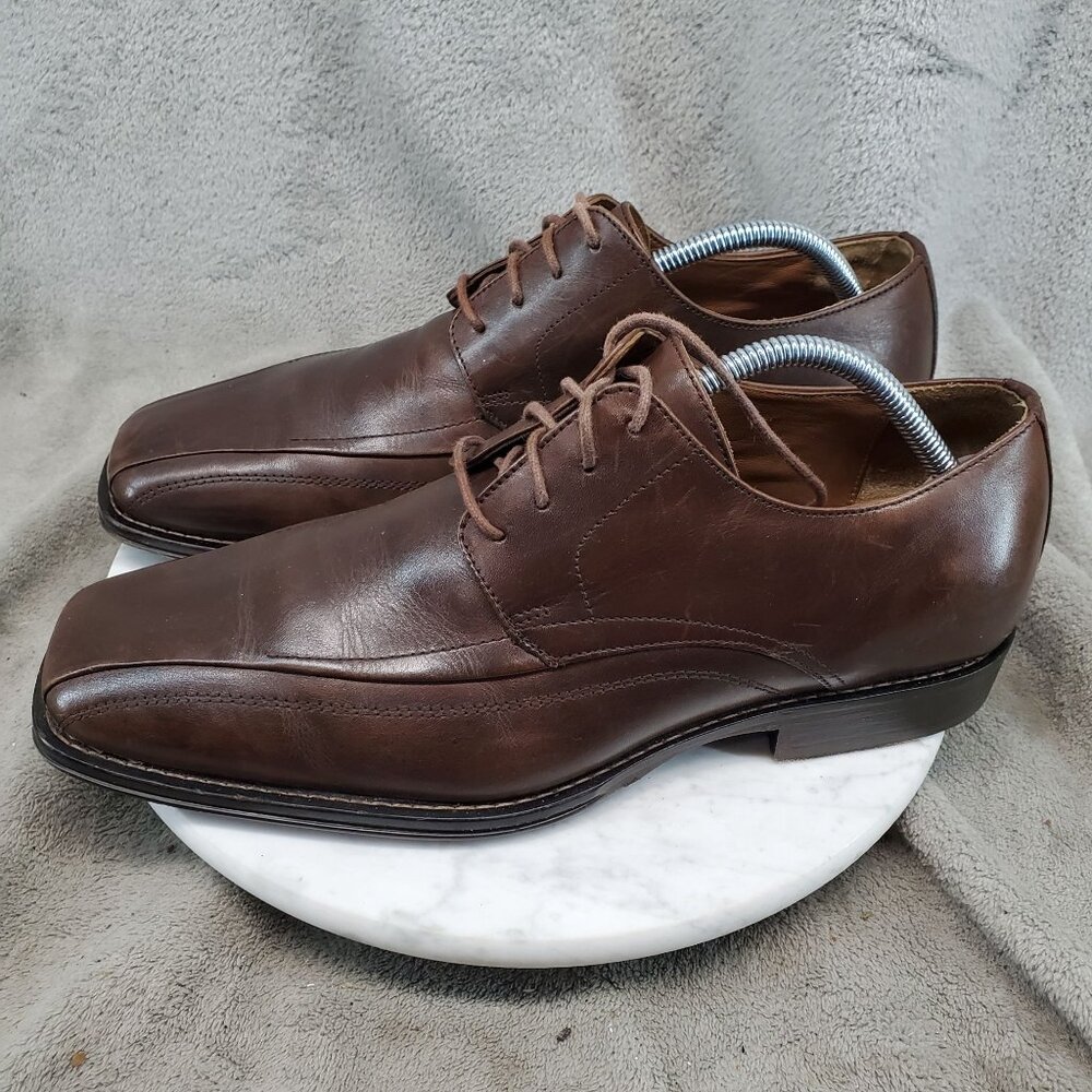 Johnston & Murphy Shoes Mens Size 9 Brown Leather Bicycle Square Toe Oxford